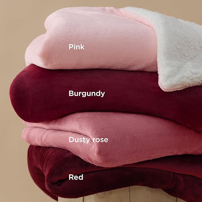 Bedsure GentleSoft Sherpa Fleece Blankets King Size for Bed - Thick and Warm Throw for Girls and Women, Soft Fuzzy Plush King Christmas Blanket for Winter, Non-Heated, Red, 108x90 Inches