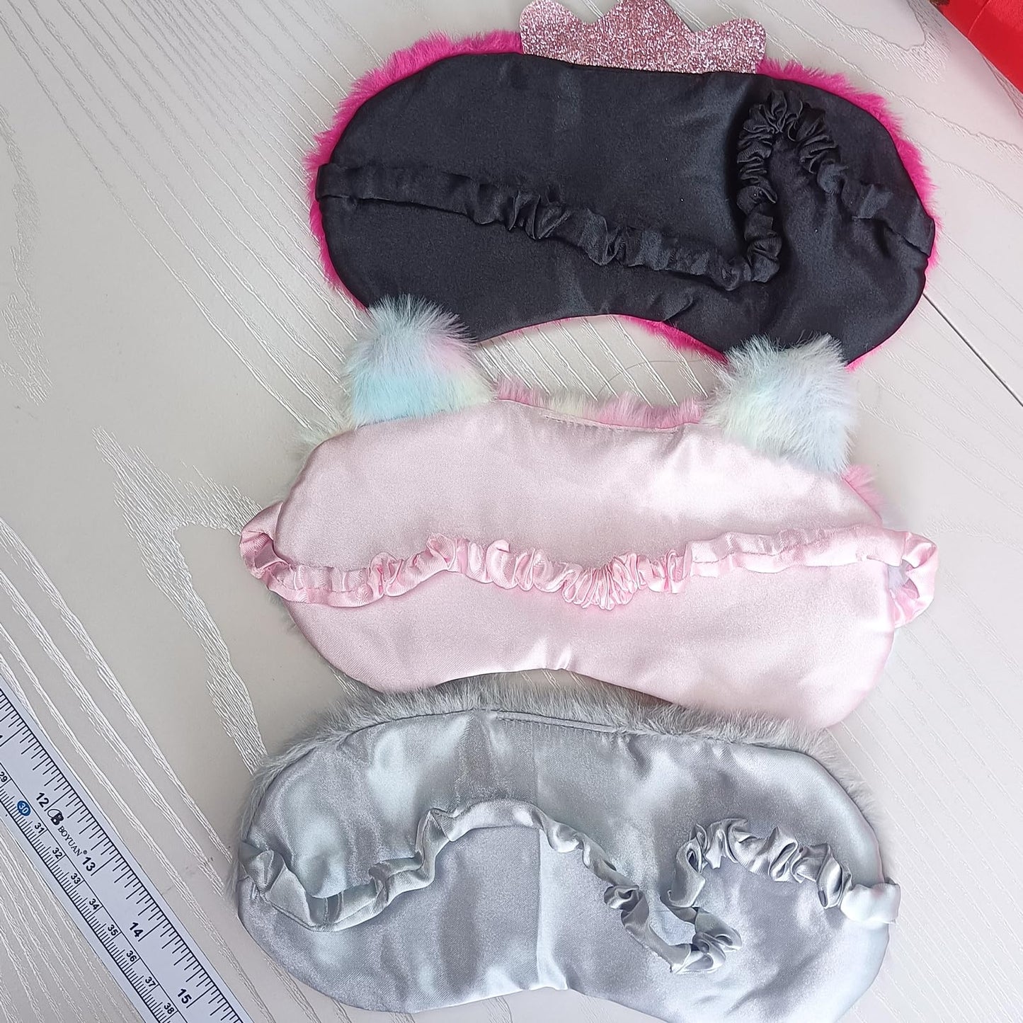 Cute Animal Sleeping Mask Soft Plush Blindfold Cute Rabbit Panda Koala Eye Cover Eyeshade for Kids Teens Girls Women (3Pack Multicolor)