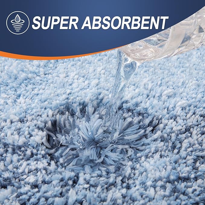 OLANLY Bathroom Rugs Mat 40x32, Extra Soft Absorbent Microfiber Bath Rugs, Rubber Backing, Quick Dry, Machine Washable Bath Mats for Bathroom Floor, Tub and Shower, Home Decor Accessories, Blue