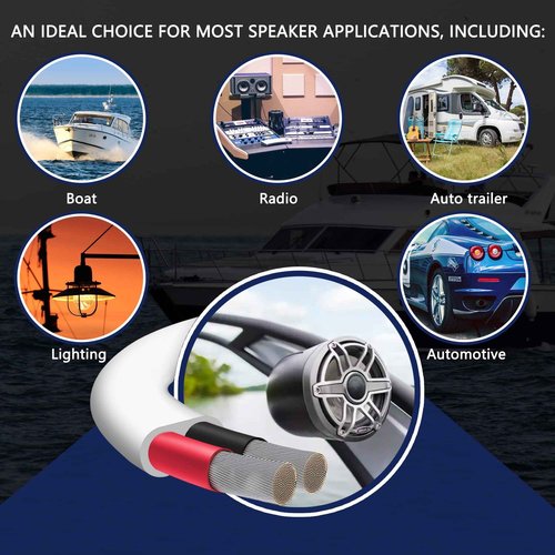 10 Gauge Duplex Marine Wire Tinned Copper Boat Cable, 100ft 10 AWG Standard USA OFC Oxygen Free Copper Wire for Outdoors/Automotive/Boat/Speakers/Solar/RV/Camper/Trailer