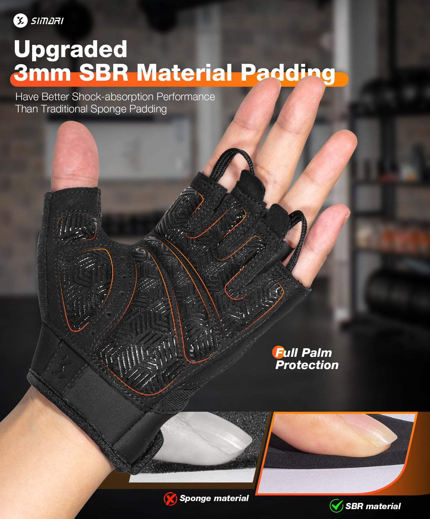 SIMARI Breathable Workout Gloves for Men & Women, Weight Lifting Gloves with Padded, Grip, Full Palm Protection, Gift for Gym Exercise, Cycling, Weightlifting Training, Fitness, Black, Size XL