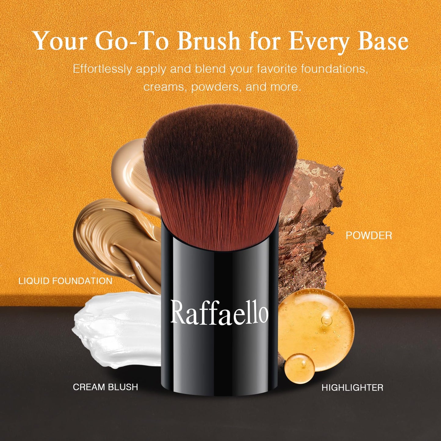 Raffaello Angled Kabuki Brush for Foundation - Ultra-Soft Dense Bristles, Flat Top Makeup Brush for Liquid, Cream & Powder, Seam