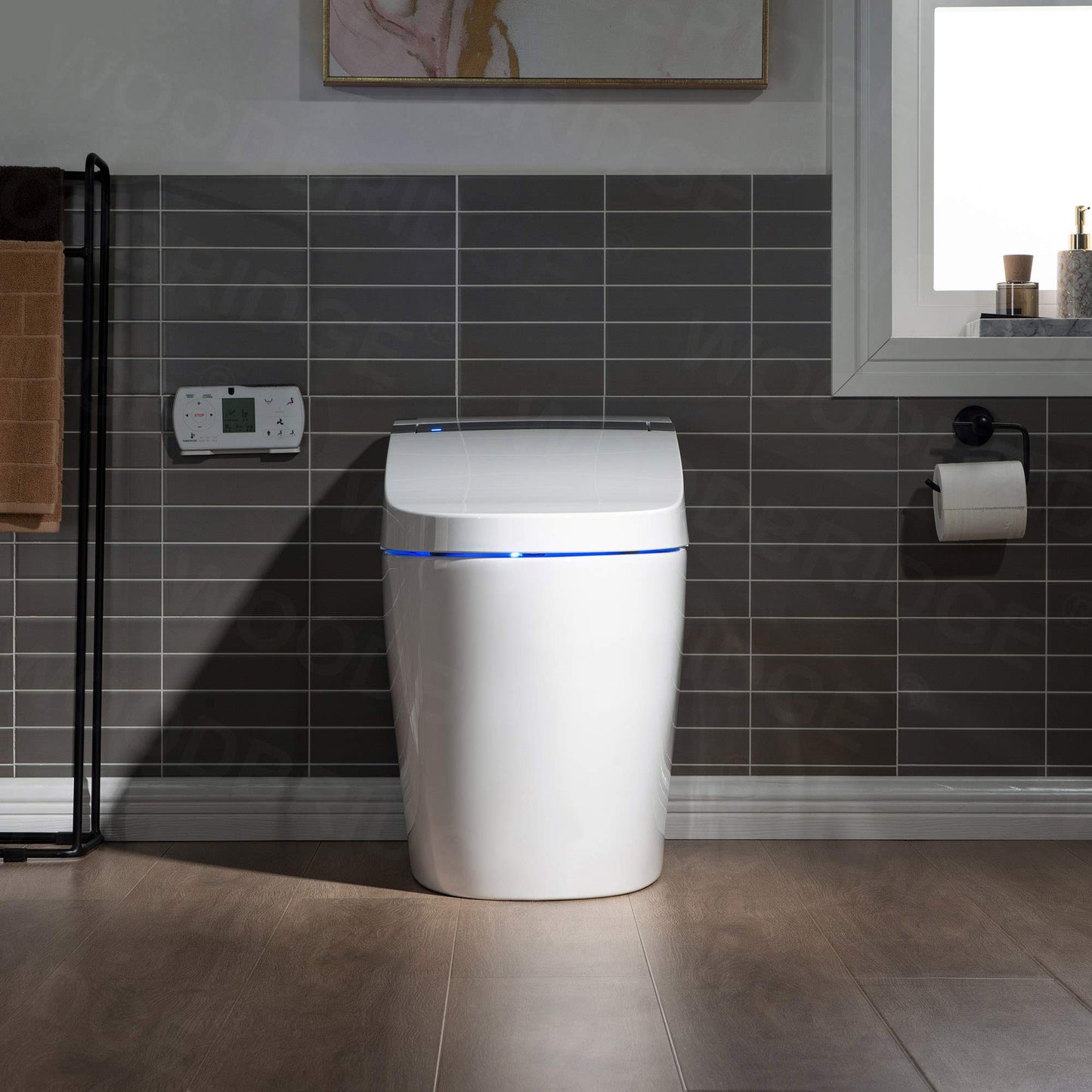WOODBRIDGE B0960S Auto Flush, Auto Open & Auto Close, 1.28 GPF Single Flush Toilet with Smart Toilet Seat and Wireless Remote Control, Chair Height