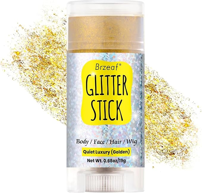 Brzeaf Golden Glitter Stick, Body Glitter, Singer Concerts Music Festival Rave Accessories, Shimmery & Long Lasting, Chunk...