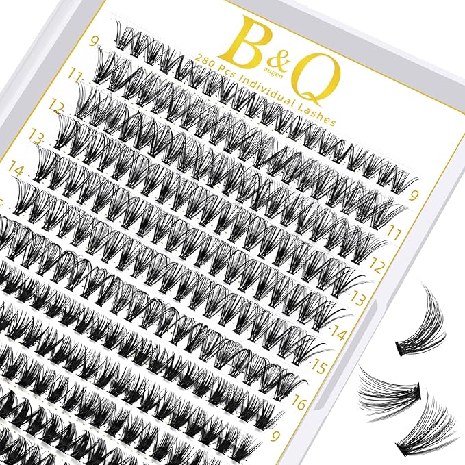 B&Qaugen Lash Clusters 30D 50D-C-9-16MIX Individual 280 Clusters False Eyelash 9-16MIX Lash Clusters Extensions DIY Eyelash Extensions at Home (30D 50DC-9-16MIX)