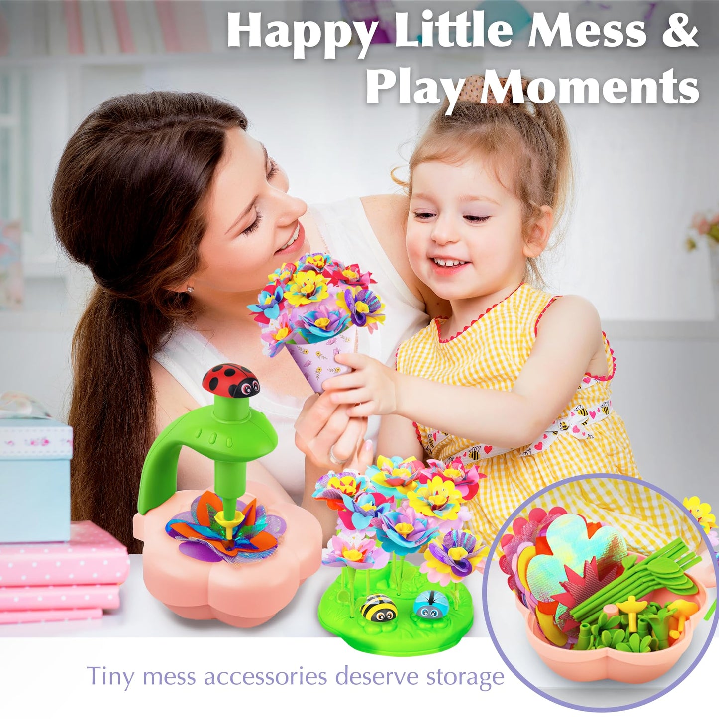 Kids Craft Kits with Light and Music, Arts and Crafts for Kids 4-6 8-12, DIY Flower Bouquets Press Kits, 4 5 6 7 8 Year Old Girl Birthday Gifts, Educational Preschool Travel Toys for Girls Boys