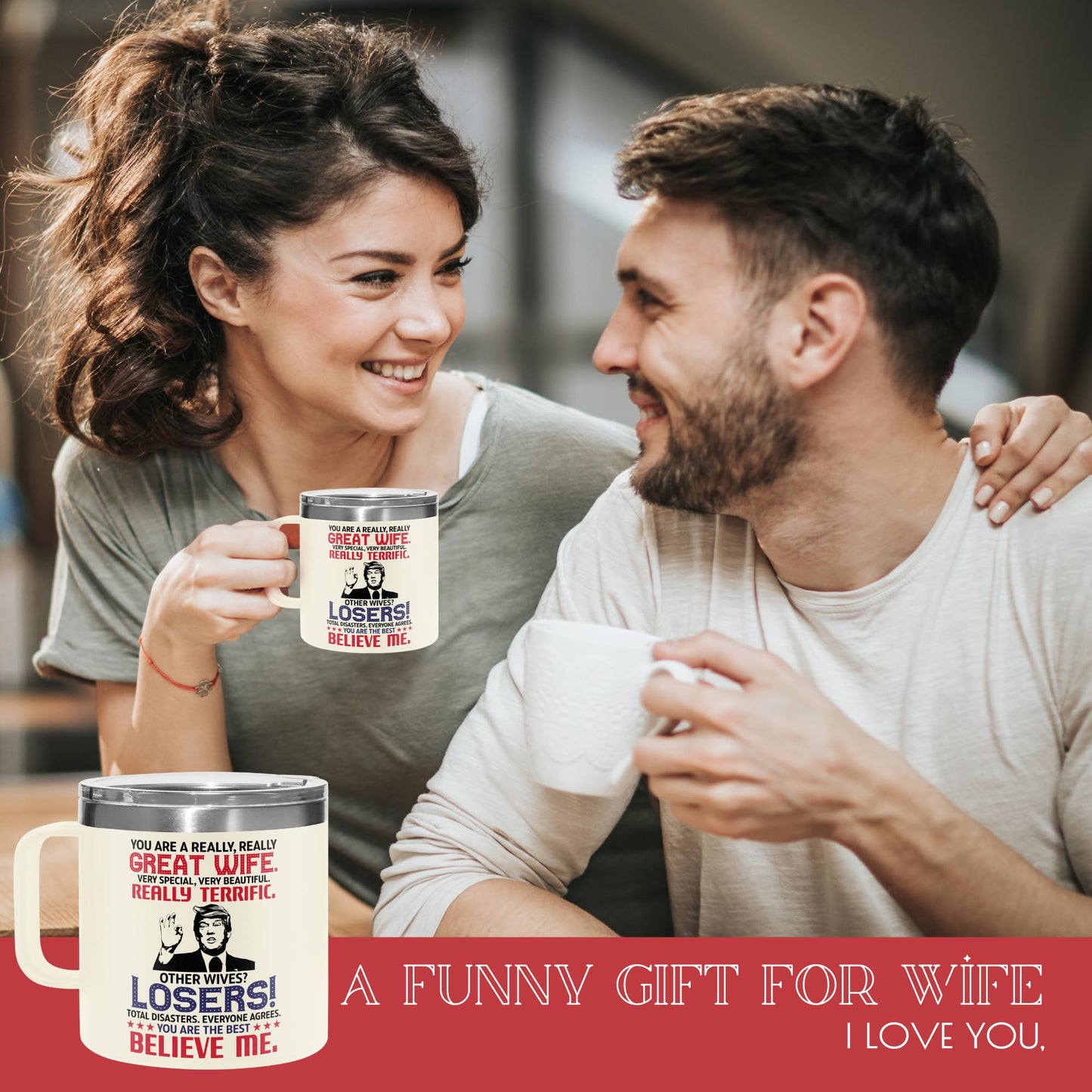 UMACVN Gifts for Wife from Husband - Wedding Anniversary for Women, Birthday, Mothers Day, Christmas Wife Gifts for Her - Romantic Love Gift for Her - 14 Oz Stainless Steel Coffee Mug
