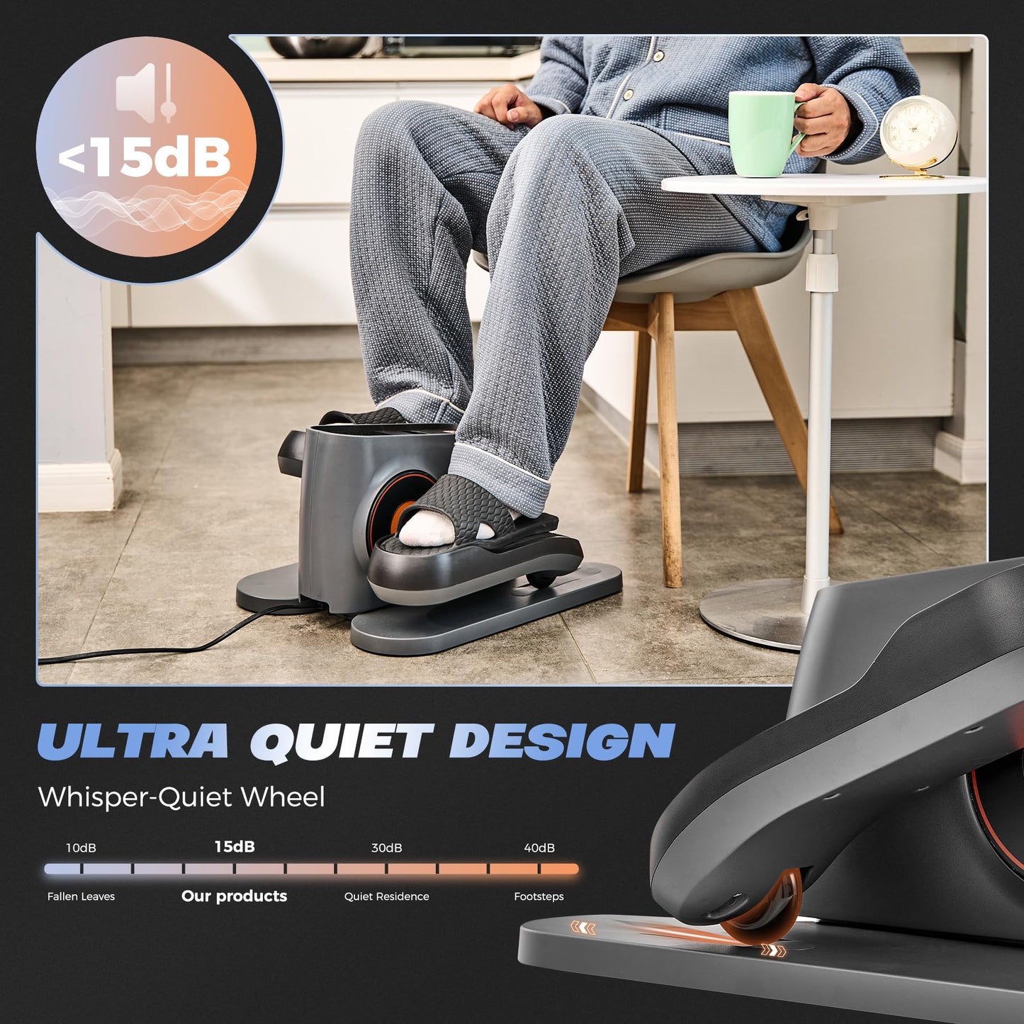 Saker Under Desk Elliptical Machine, Electric Seated Pedal Exerciser, Mini Ellipse Leg Exerciser with Display Monitor, Remote Control, Elliptical Machine for The Old and Young Leg Ercise
