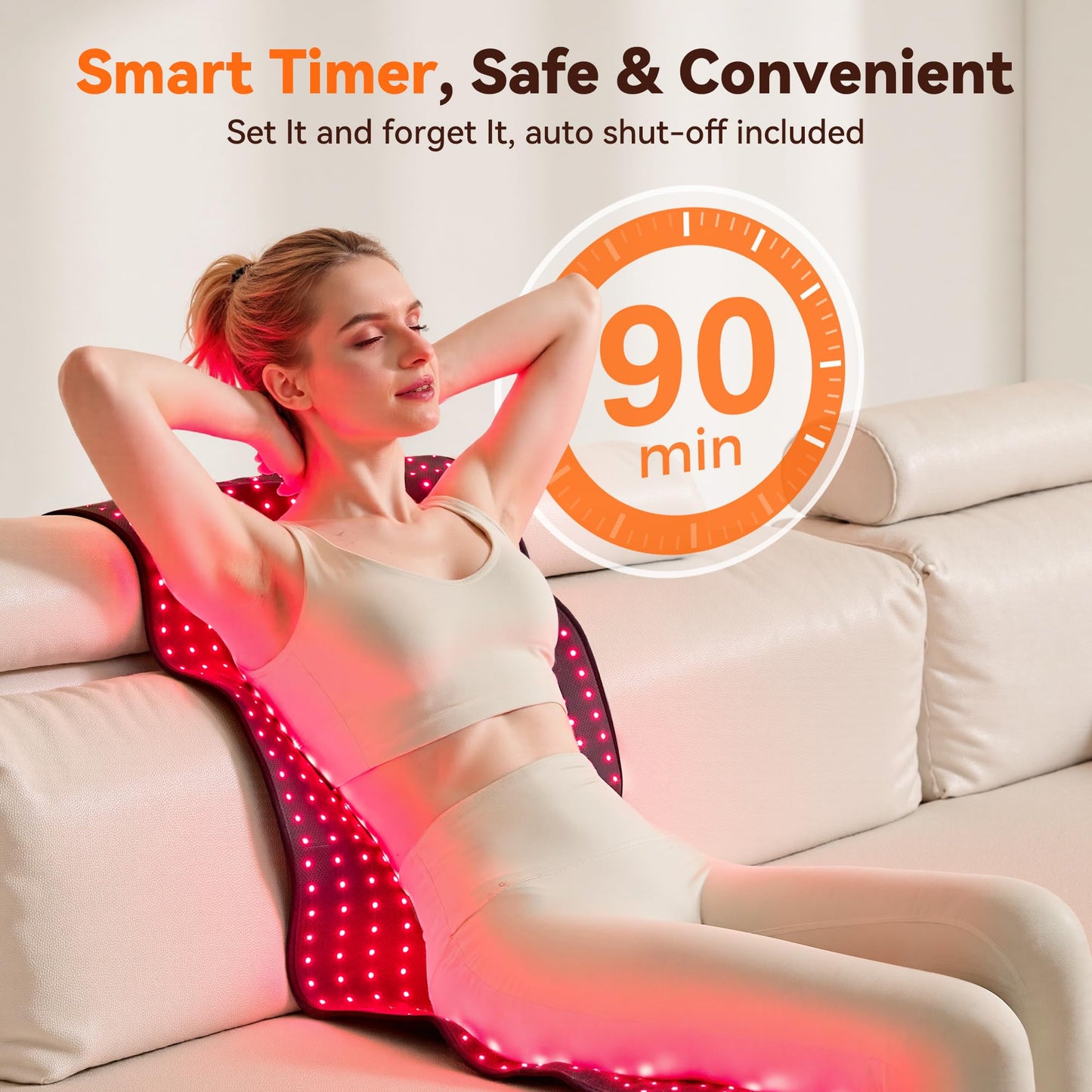Extra Large Red Light Therapy Mat, High-Density LEDs Full Body Red Light Therapy, 660nm & 850nm Dual Wavelengths, Foldable Red Light Therapy Blanket with Timer, 65" x 20"
