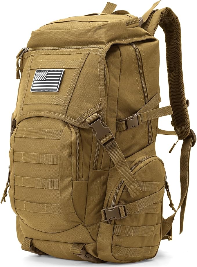 AUMENTAR 35L Military Tactical Backpack for Men,Water Resistant Assault Pack for Women,Khaki Molle Daypack 3 Day Bug Out B...