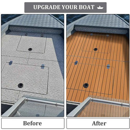 HXBYX EVA Foam Boat Flooring with 3M Self-Adhesive Backing DIY Boats Decking Marine Sheet Faux Teak Material,Non-Slip Cooler Pads for Kayak Yacht SwimPool RV 95"x44"/31"/16"/6.7"/2.4",47.5"x16"