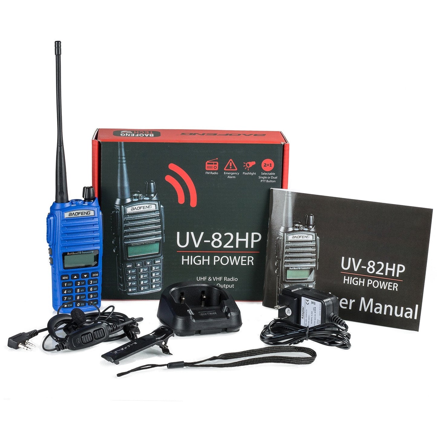 BaoFeng UV-82HP (Blue) High Power Dual Band Radio: 136-174mhz (VHF) 400-520mhz (UHF) Amateur (Ham) Portable Two-Way