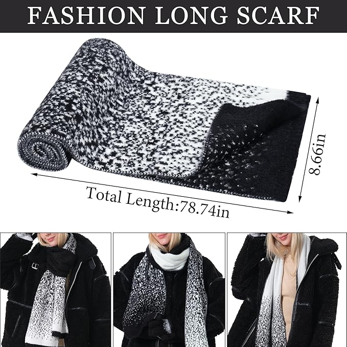 Womens Winter Knit Beanie Hats and Touchscreen Gloves Long Scarf Set with Warm Fleece Lined Skull Caps Scarves for Women
