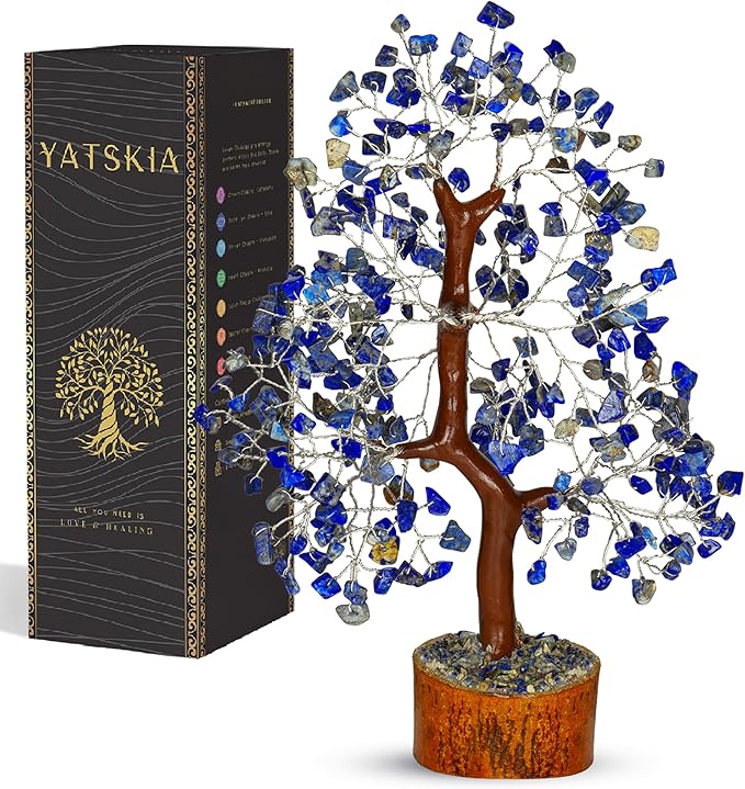 Lapis Lazuli Chakra Tree - Crystal Tree, Money Tree, Chakra Tree of Life, Healing Stone, Gemstones and Crystals, Crystal Tree for Positive Energy