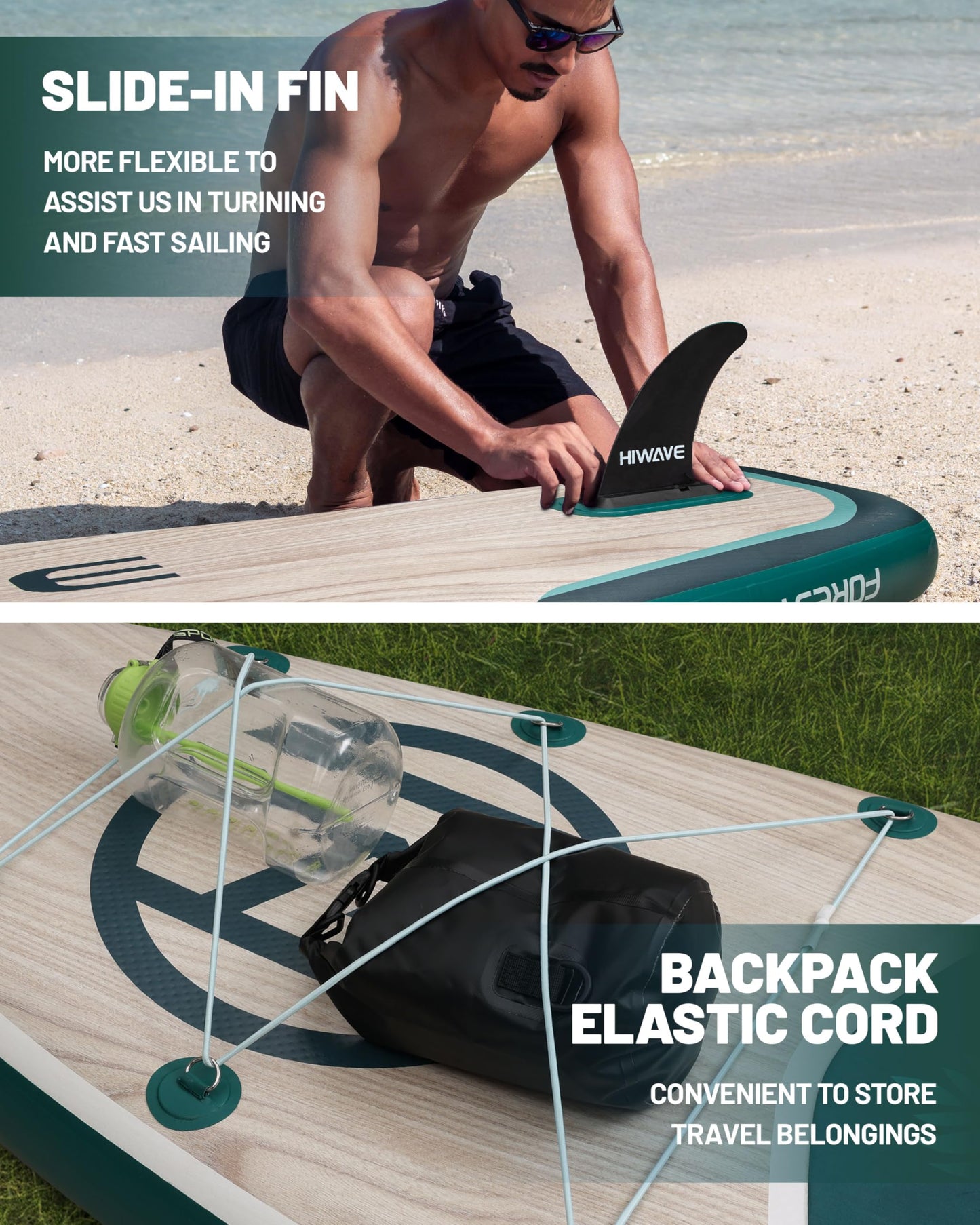 Hiwave Inflatable Stand Up Paddle Board 11’*34”*6” Sup Board,420lbs Capicity, Pet Friendly Paddle Board for Ocean&Lake, w/3pcs Adjustable Paddle