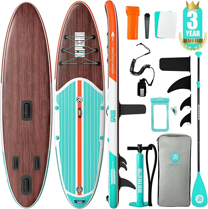 Niphean Inflatable Stand Up Paddle Board with SUP Accessories, Anti-Slip EVA Deck, 10’6’’ Inflatable Paddle Boards for Adu...