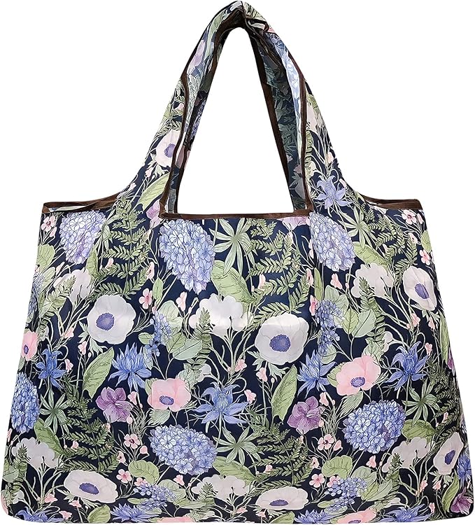 allydrew Large Foldable Tote Nylon Reusable Grocery Bags, 5 Pack