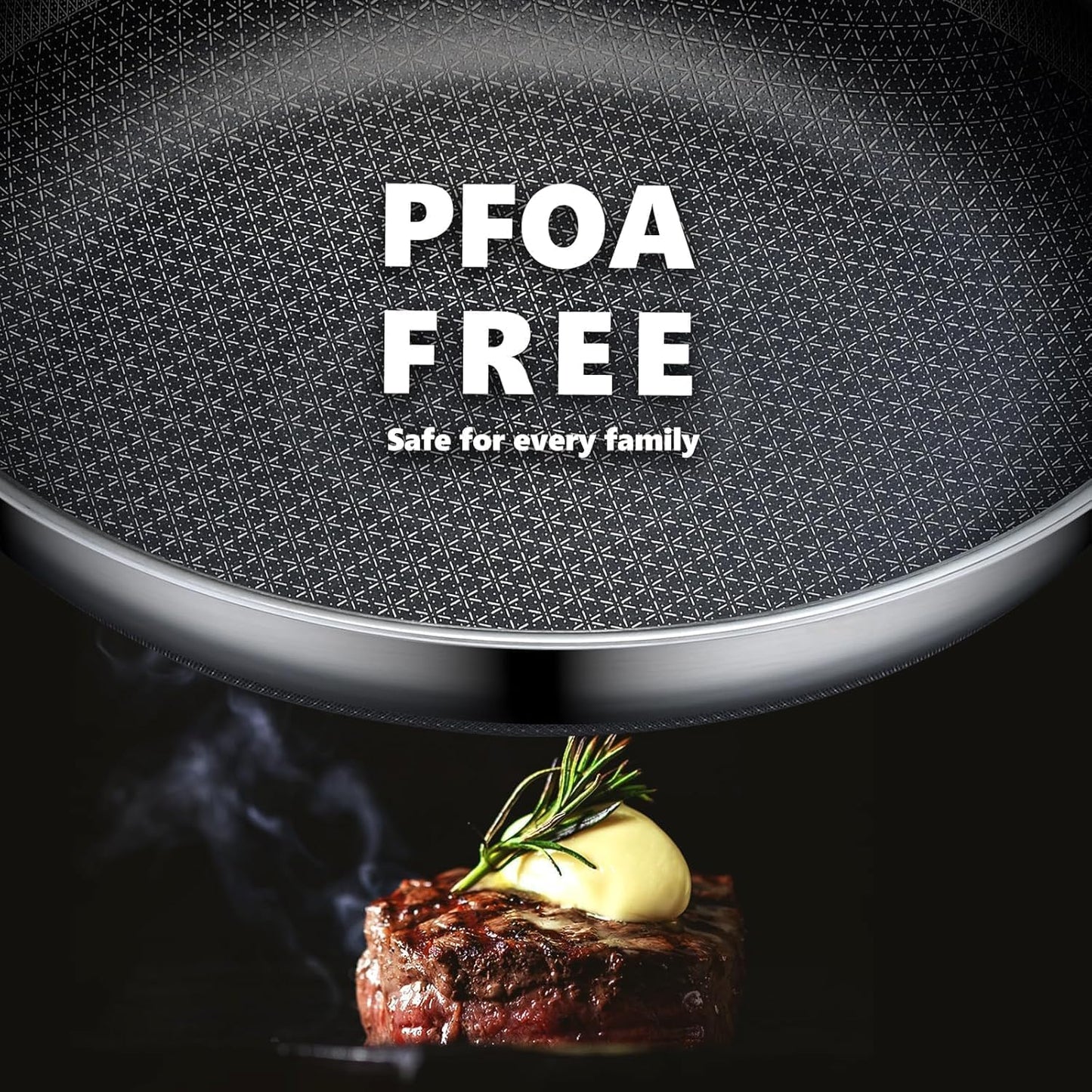 OATOFP Non Stick Frying Pans Set, Hybrid Skillet Set Nonstick (8+10+12inch), Pans for cooking, PFOA Free Stainless Steel Kitchen set, Dishwasher and Oven-Safe Cookware Sets