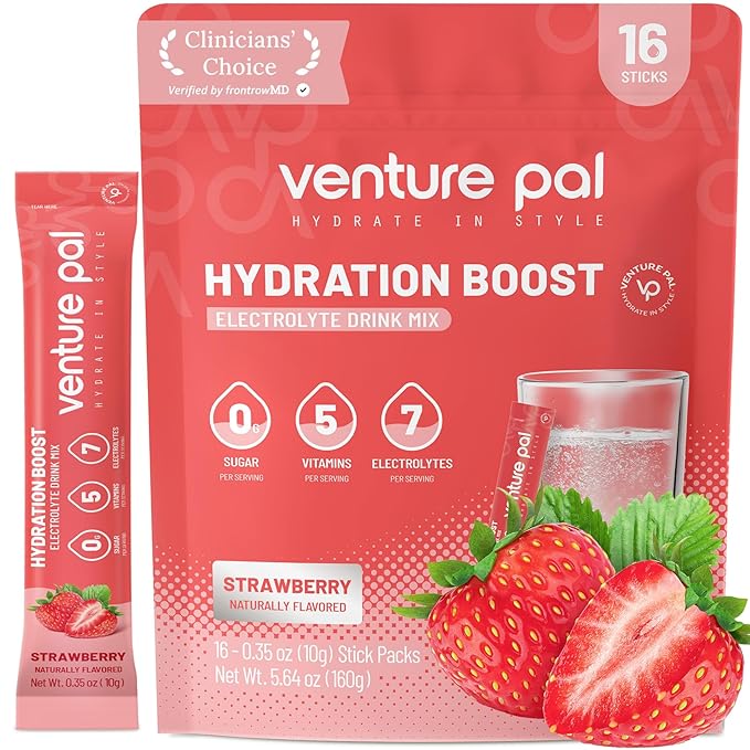 Venture Pal Sugar Free Electrolytes Powder Packets - Liquid Daily IV Hydration Packets | Instantly Hydrating & Party Recov...