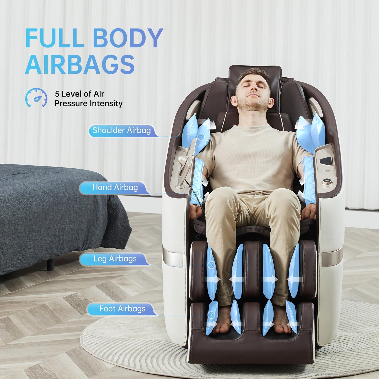 Real Relax Massage Chair, SL Track Full Body Zero Gravity Massage Chair Recliner with 18 Modes Yoga Stretch Blurtooth Heating APP Control, Favor 09 Brown