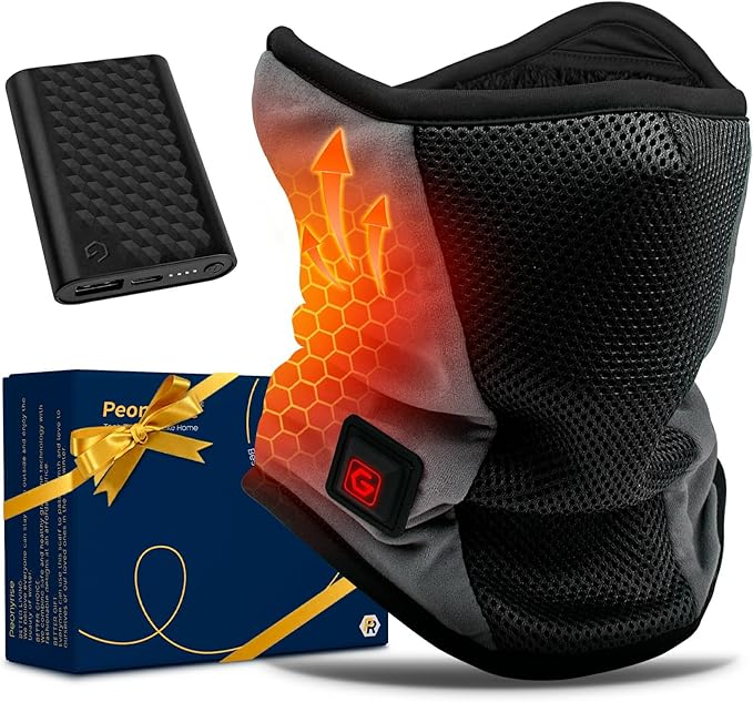 PEONYRISE Graphene Heated Balaclava Neck Gaiter Gifts for Men Women Warm Cold Winter Gift for Ski Snowboard Motorcycle