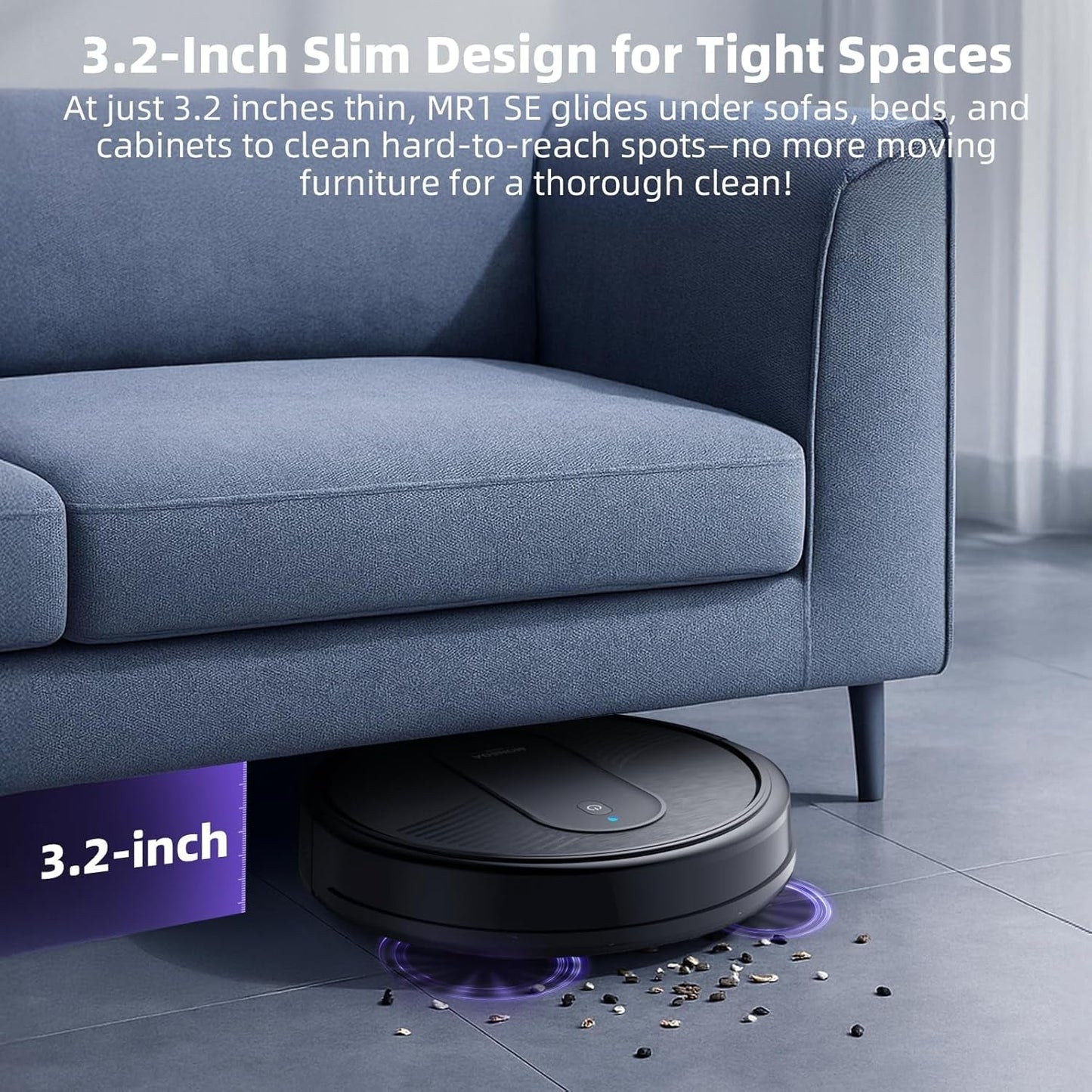 Robot Vacuum Cleaner, 4000Pa Powerful Suction Robotic Vacuum, 3.2" Super-Slim, 140Min Runtime, Vacuum Robot for Hard Floor/Low Pile Carpet/Pet Hair, Remote/App/Voice Control, Schedule Clean