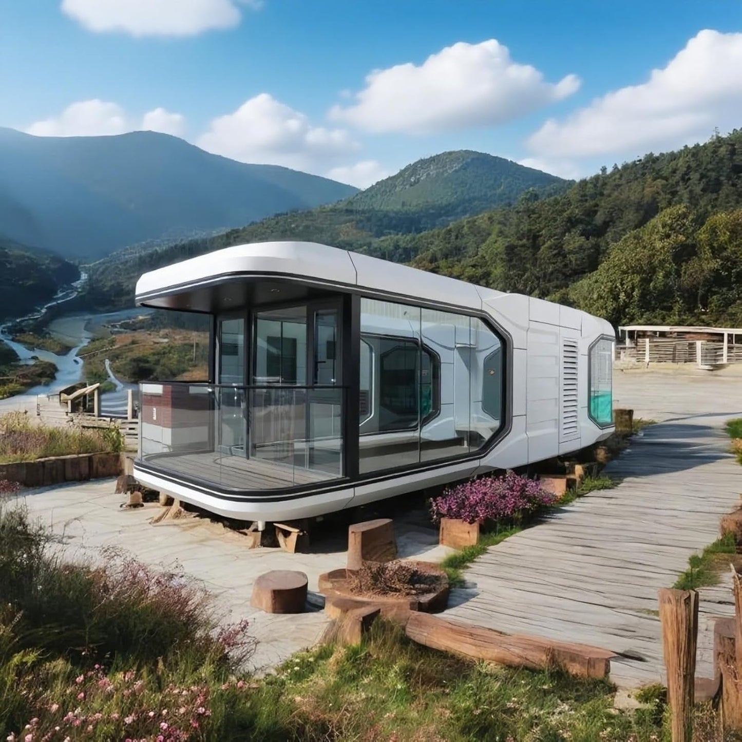 18FT Prefab Tiny Home, Container Movable House with 1 Bathroom, 1 Bedroom, Luxury Prefab Tiny House to Live in for Adults, Modular Guest Home, Office. No Assembly Needed