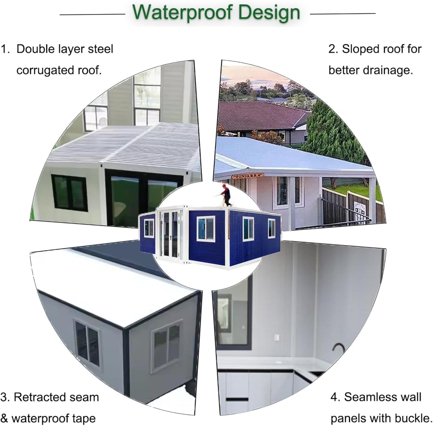 Luxury 2 Story Prefab Tiny Houses Portable Tiny Home to Iive in for Adults with 2/4 Bedrooms, Kitchen, Bathroom, Expandable Container Home Modular House for Family,Backyard,Or Vacation Use
