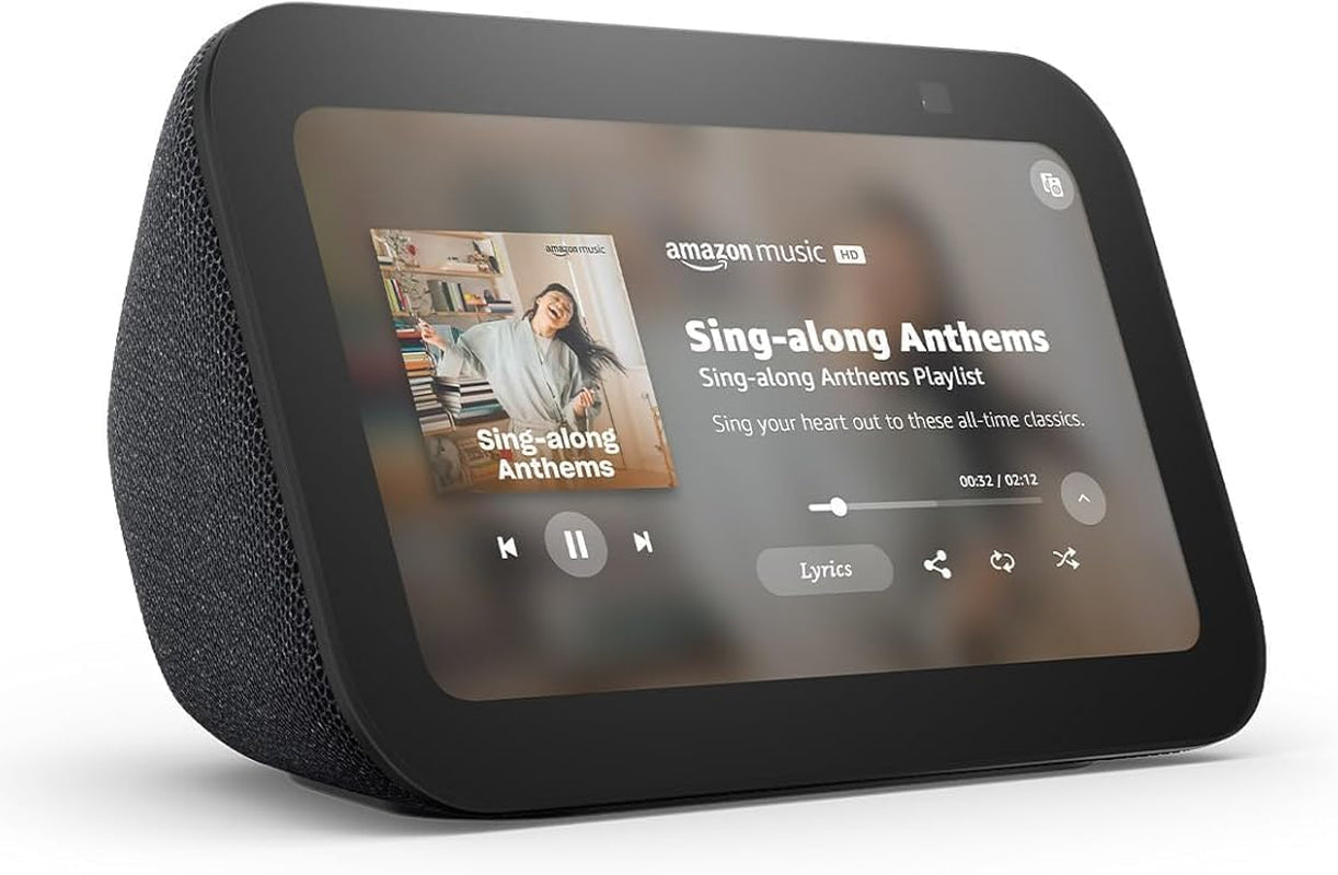 Echo Show 5 (Newest Model), Smart Display with Alexa+ Early Access, 2X the Bass and Clearer Sound, Charcoal