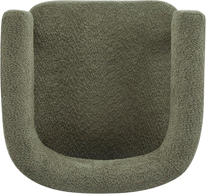 Christopher Knight Home Carly Low Profile Accent Chair, Round Backrest Side Chair, Living Room Armchair with Boucle Fabric Cushion,Comfy Reading Chair for Bedroom,Wooden Single Lounge Sofa,Olive Green