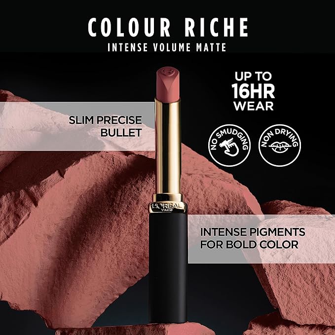 L'Oreal Paris Colour Riche Intense Volume Matte Lipstick, Lip Makeup Infused with Hyaluronic Acid for up to 16HR Wear, Le Berry Brilliant, 0.06 Oz