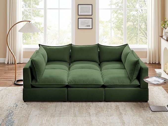 VANOMi Modular Sectional Sofa, Fully Modular Convertible Sleeper Sectional Couch with Reversible Chaise, 6 Seater for Living Room