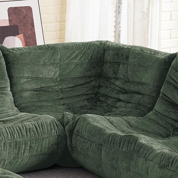 HABUTWAY Bean Bag Chair, Memory Foam Bean Bag Chairs for Adults, Fireside Corner Chair Lazy Floor Corner Sofa for Living Room, Bedroom, Dorm, Office (Green)