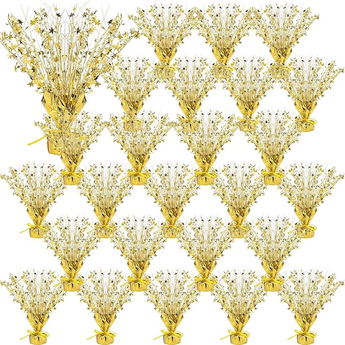 Crowye 26 Pcs Metallic Foil Spray Centerpiece Christmas Party Star Table Decoration Burst Metallic Table Centerpieces for ...