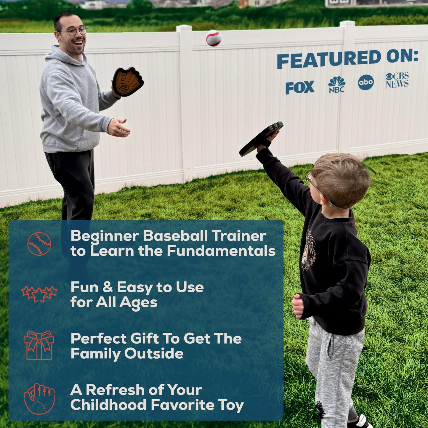 Toss and Catch Ball Set: Fun Ball and Catch Game - Best Baseball Gifts for Boys & Girls - Baseball Glove Kids Toy - Toddler Boy Toys & Birthday Gift Idea for 9 8 7 6 5 4 3 Year Old Boy Birthday Gift