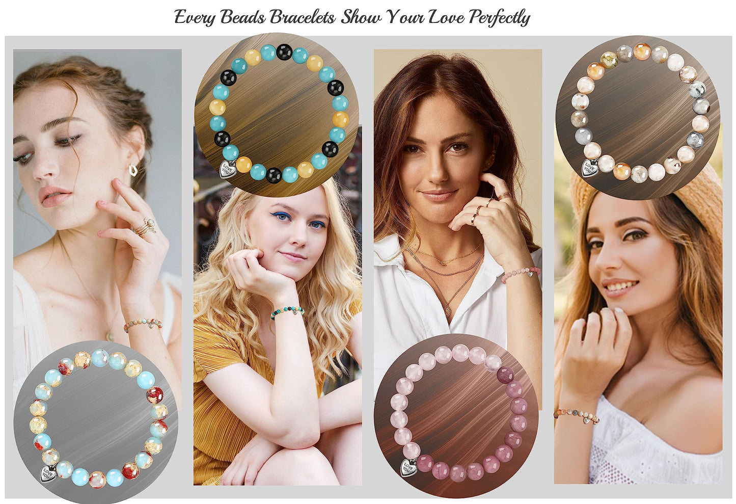 Btysun Sister Gifts for Women, Sister Christmas Gifts Bead Bracelet Handmade Stretch Bracelets for Women Unique Heart Charm Stocking Stuffers Birthday Wedding Christmas Jewelry