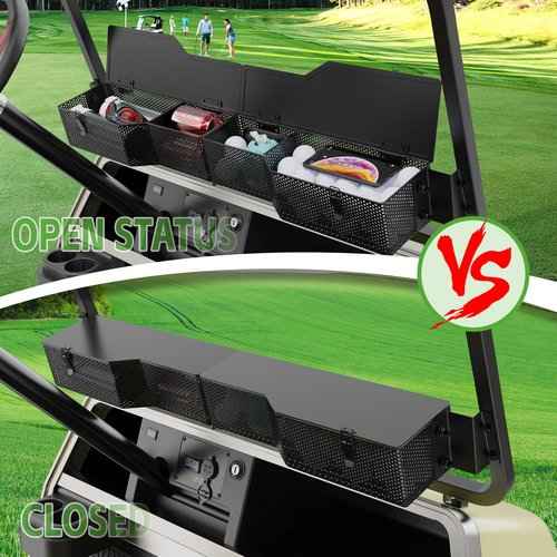 10L0L Golf Cart Front Inner Storage Utility Basket – Dash Storage Tray for Club Car DS & Precedent (2000-Up), Durable Steel with Anti-Rust Coating, Easy Installation