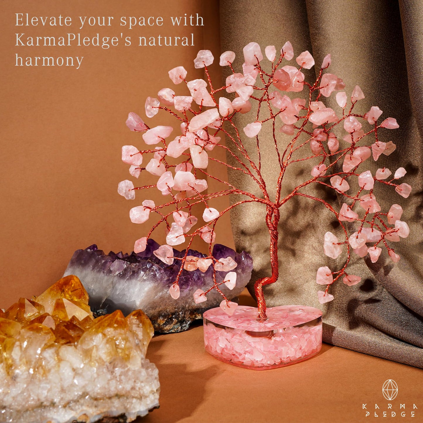 Rose Quartz Crystal Tree Gifts for Women, Handmade Chakra Healing Crystals Tree of Life for Positive Energy, Money, Good Luck, Home and Office Decor, Thoughtful Birthday Gifts for Mom