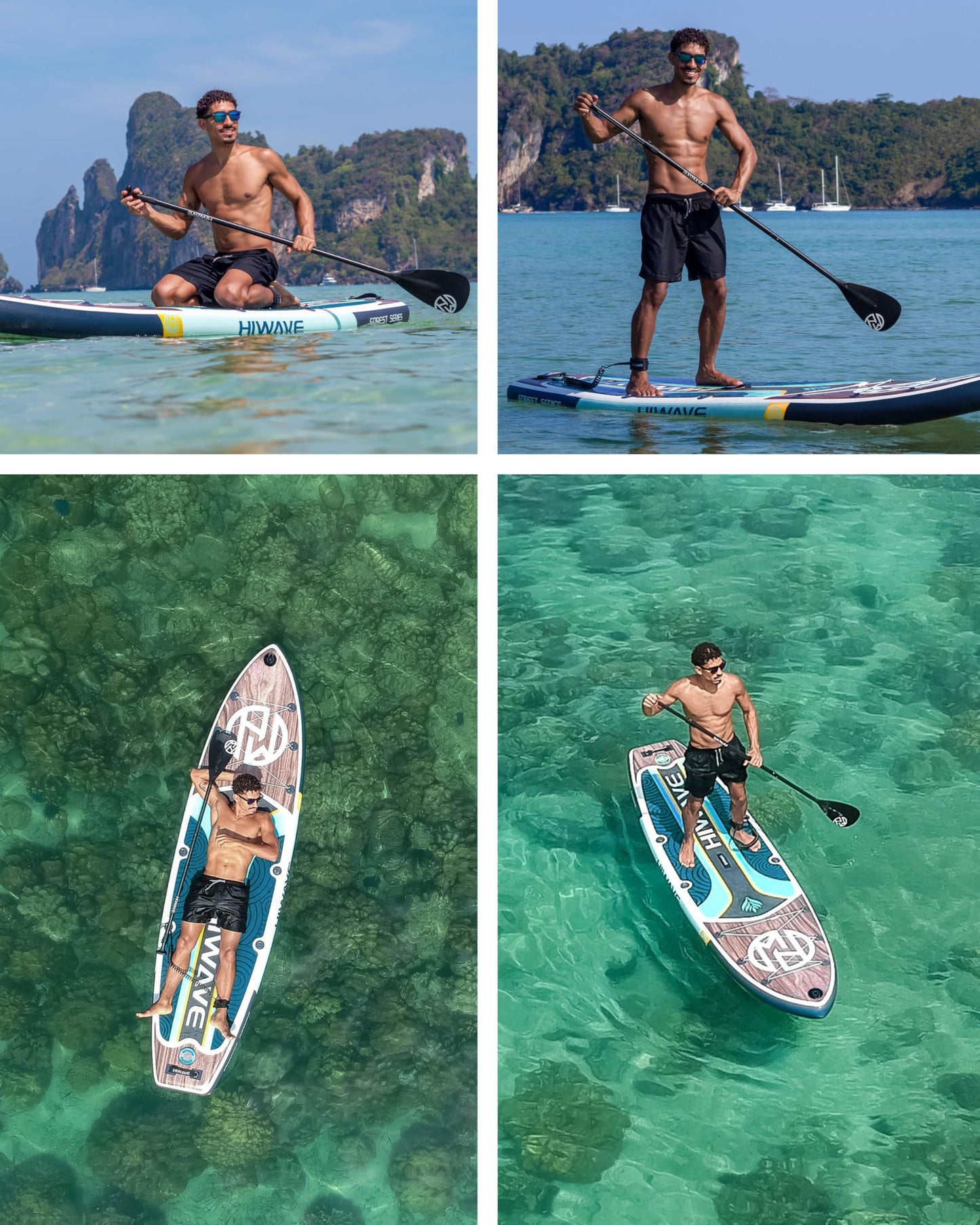 Hiwave Inflatable Stand Up Paddle Board 11’*34”*6” Sup Board,420lbs Capicity, Pet Friendly Paddle Board for Ocean&Lake, w/3pcs Adjustable Paddle