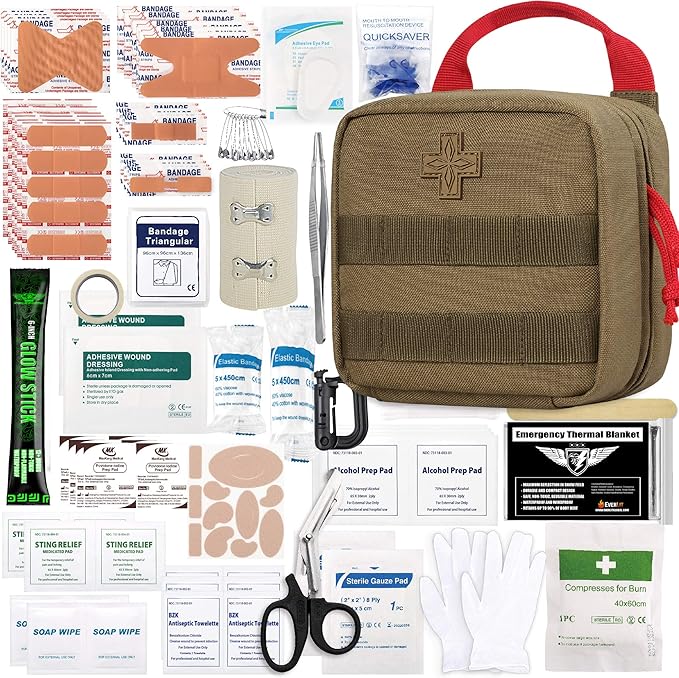 Everlit 180 Pieces Tactical First Aid Kit IFAK Molle EMT Pouch Outdoor Camping Emergency Kits for for Camping Boat Hunting...