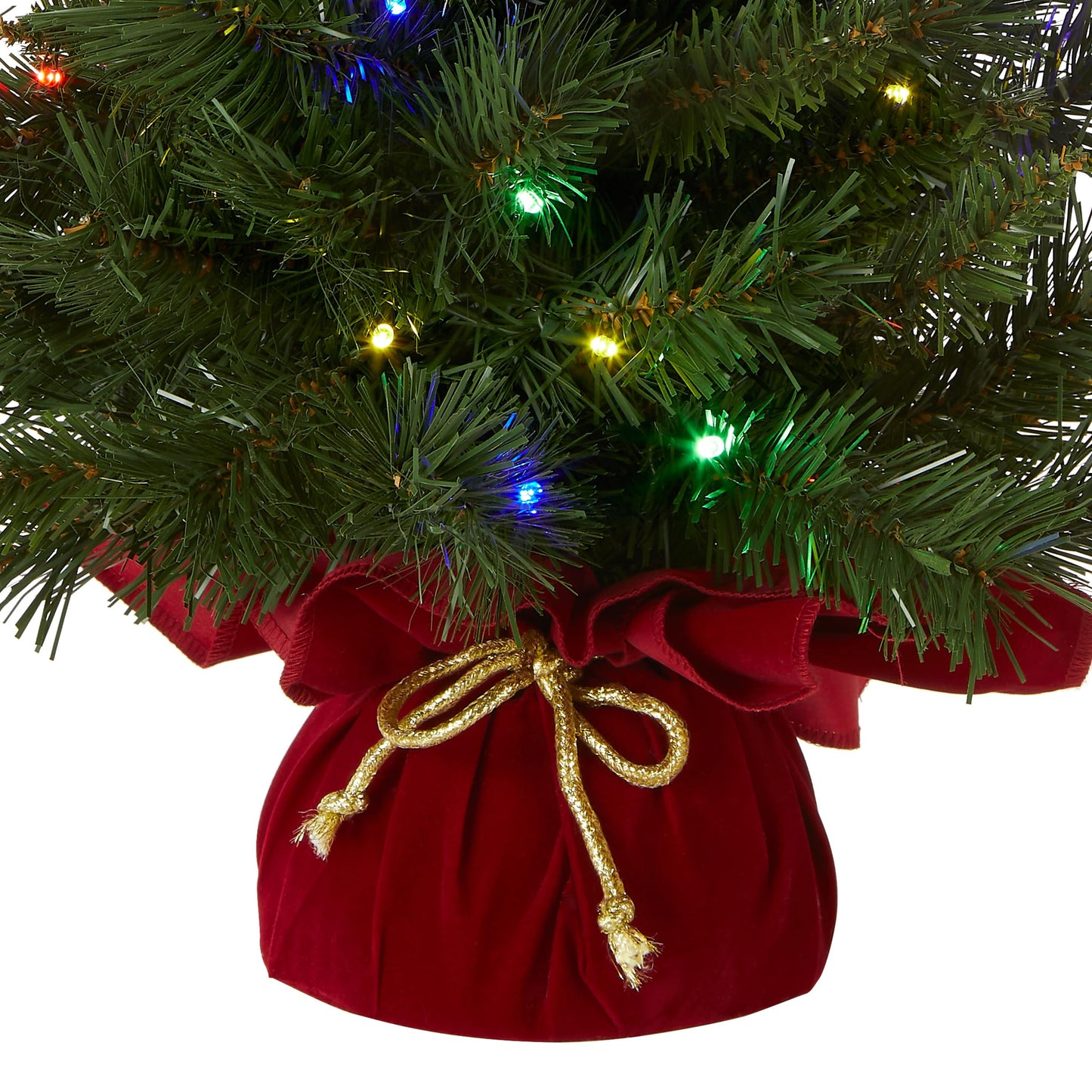 National Tree Company Pre-lit Artificial Mini Christmas Tree | Includes Multi-Color LED Lights and Cloth Bag Base | Majestic Fir - 2 ft