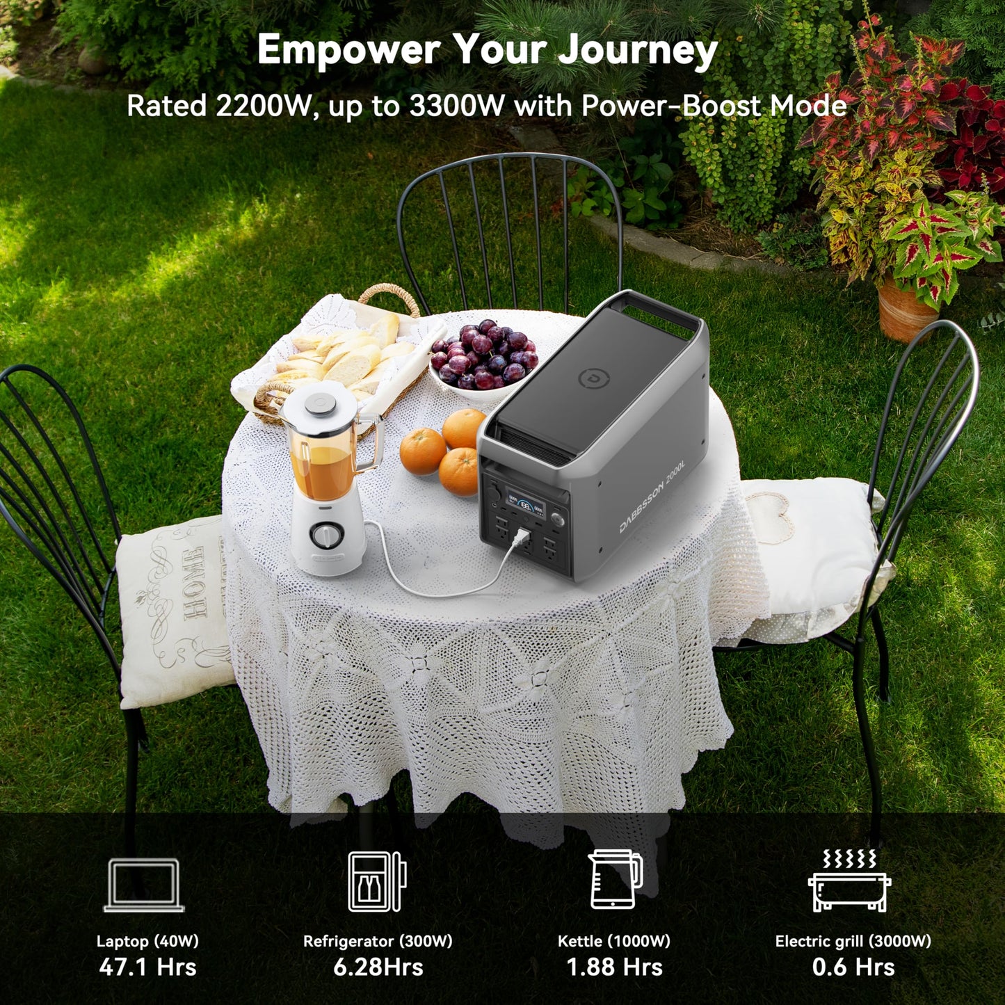 Dabbsson 2000L Solar Generator With 210W Solar Panel, 2048Wh Semi-Solid Lifepo4 Battery W/6 2200W Ac Output, Compact&Lightweight