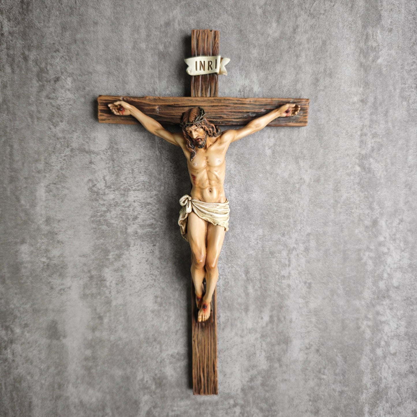 BC Catholic Crucifix Wall Cross, Jesus Christ Inspirational Home Décor, Religious Devout Gift, 10"H, Renaissance Sculpture Handmade by Buildclassic