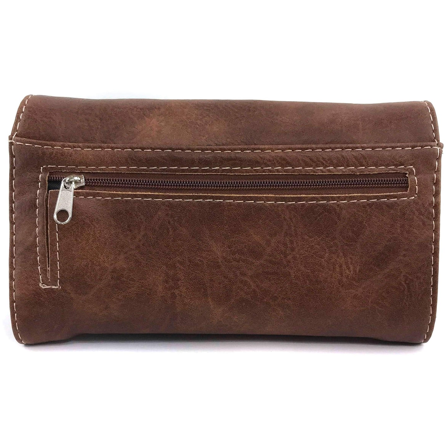 Zelris Faith Love Hope Cross Angel Wing Women Conceal Carry Handbag Wallet Set (Brown)