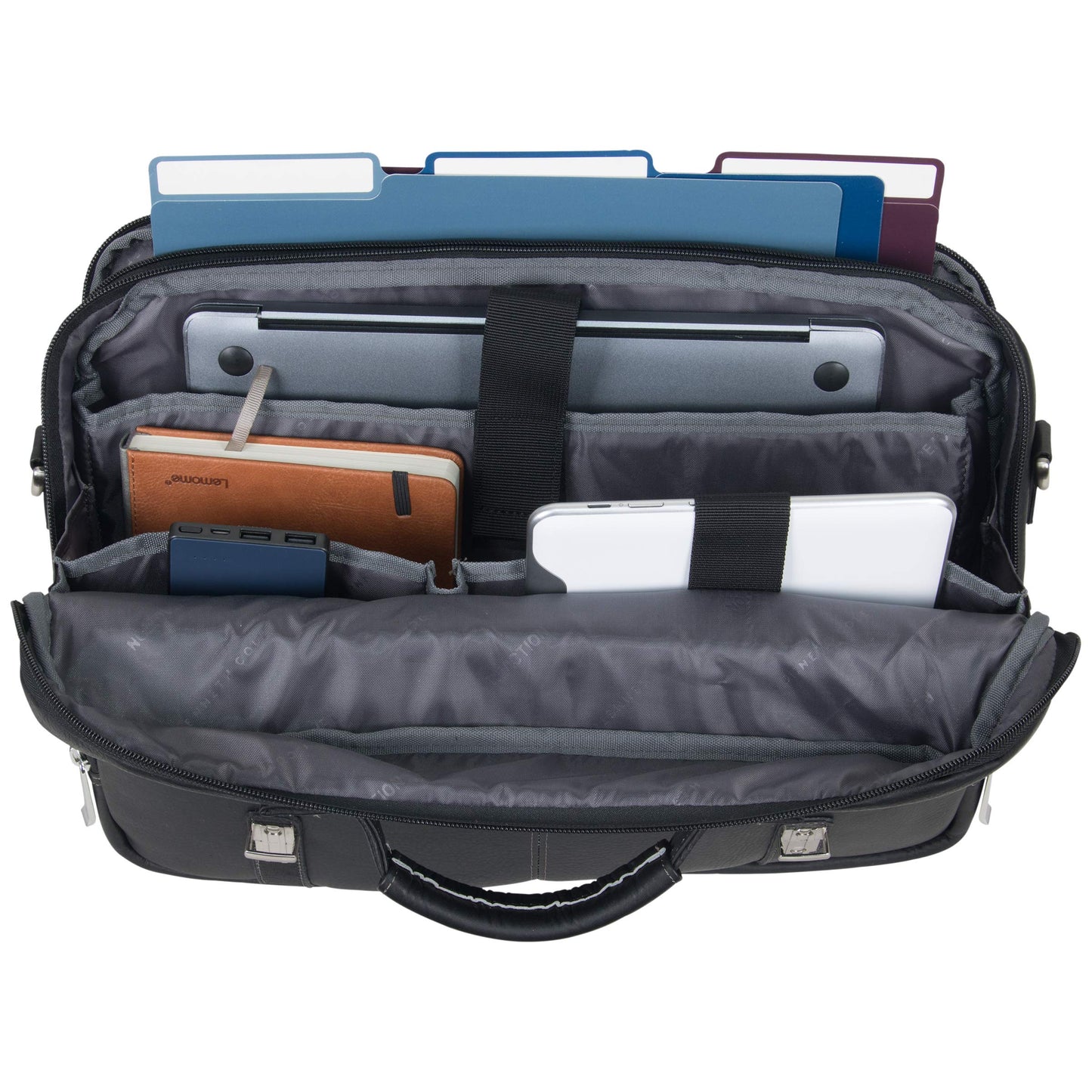 Kenneth Cole REACTION Show Business 16" Colombian Leather Business Laptop Portfolio Messenger Bag, Black