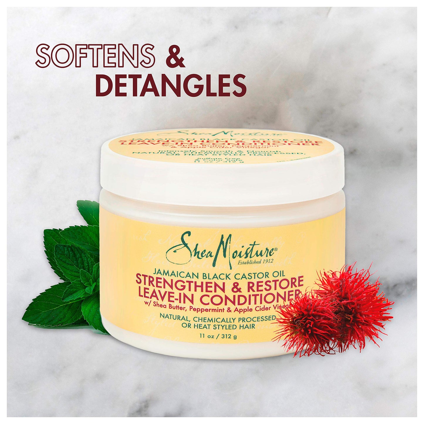SheaMoisture Leave-In Conditioner with Pure Jamaican Black Castor Oil for Damaged, Over-Processed Hair - Softens and Detangles,