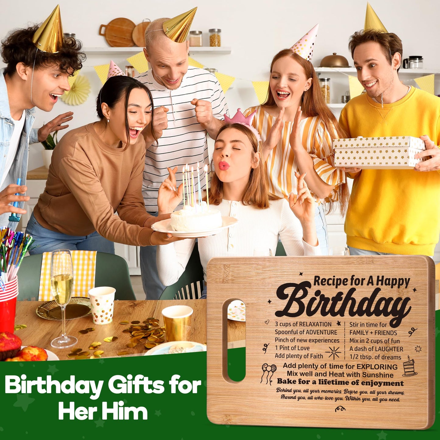 Birthday Gifts for Women Men,Best Friend Birthday Gifts for Her Him,Year Old Birthday Gifts for Women Friendship,Birthday Gift Ideas for Dad Mom Sister Girls,Happy Birthday Decorations Cutting Board