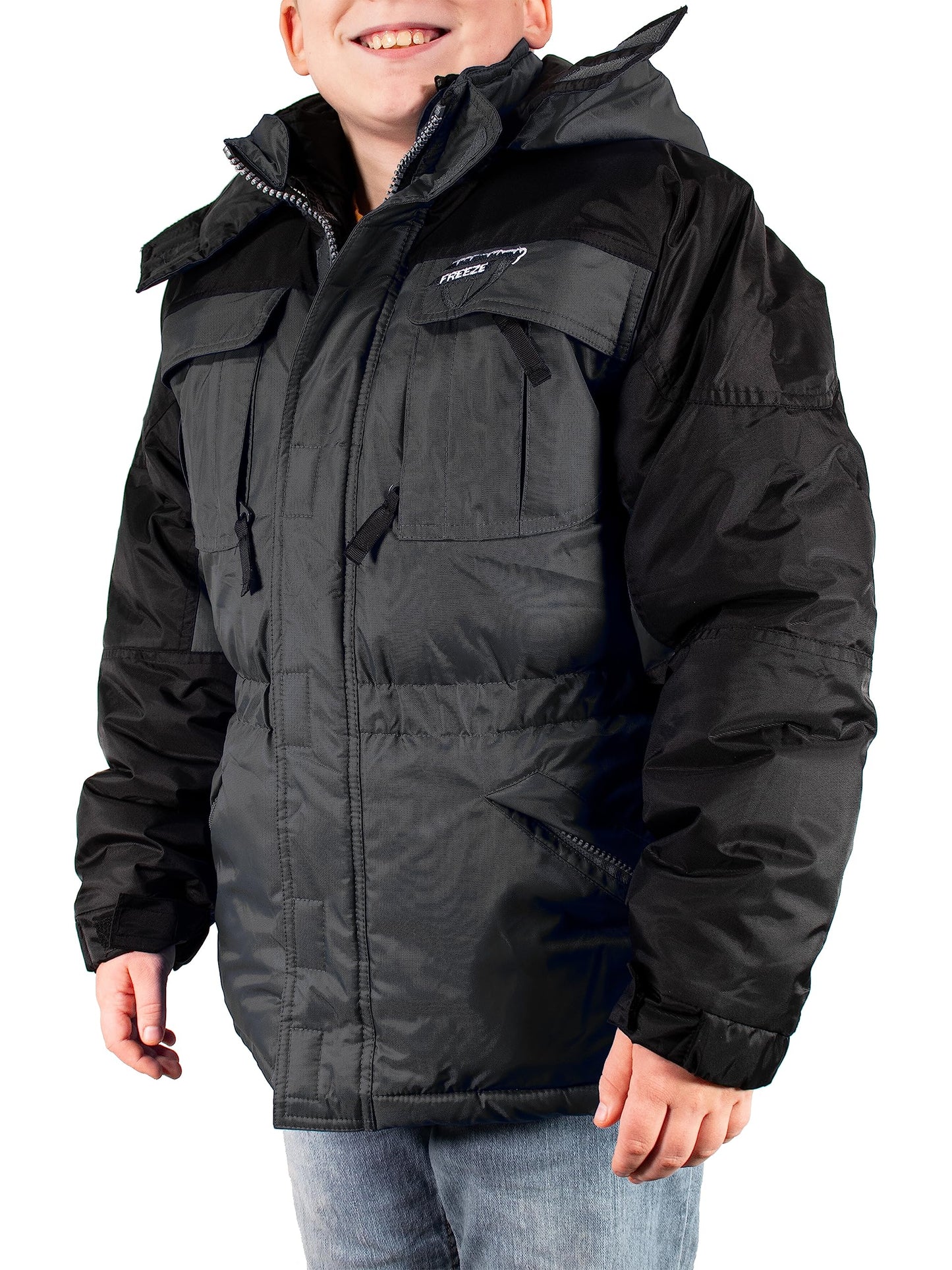 Freeze Defense Boys 3in1 Winter Coat Jacket Warm Parka w/Insulated Snow Vest (7-8, Gray)
