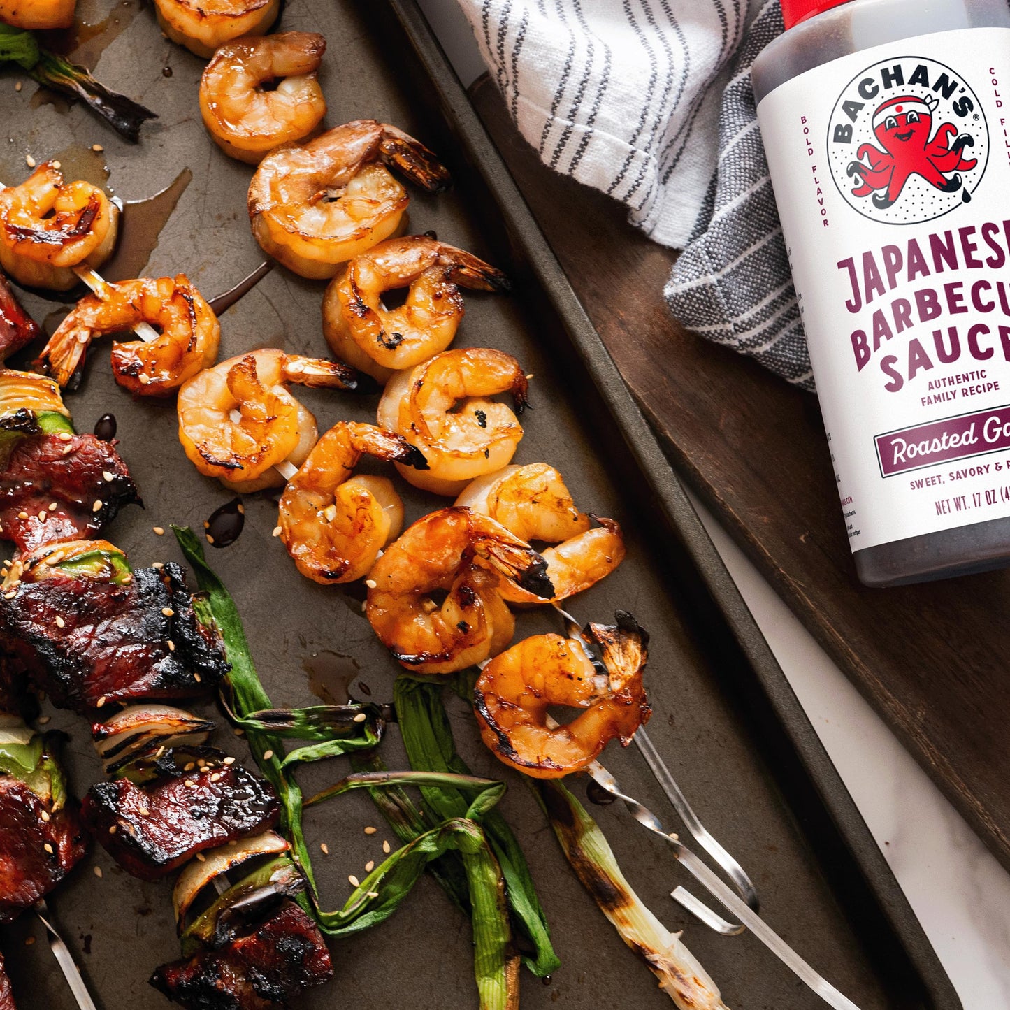 Bachan's Japanese Barbecue Sauce 4 Pack - 1 OG, 1 Sweet Pineapple, 1 Garlic, 1 Yuzu Mini - BBQ Sauce for Wings, Chicken, Beef, Pork, Seafood, Noodles, and More. Non GMO, No Preservatives, BPA free