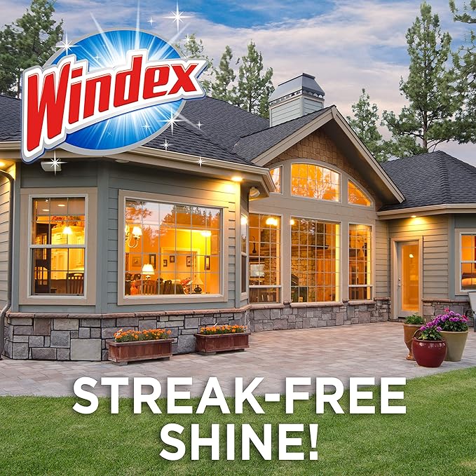 Windex Outdoor Window and Glass Cleaner for Hose Ammonia Free, Concentrated Formula for Deep Outdoor Clean, Patio Cleaner, Compatible With All Hoses, 32 Fl Oz (Pack of 8)